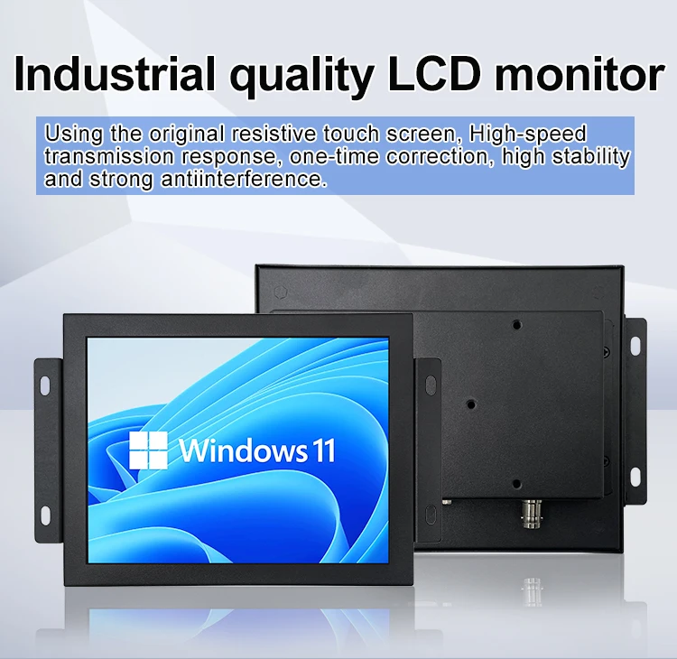 New 8 Inch IPS 1024x768 HD-MI VGA AV BNC USB Resistive Touch Screen Metal Case Industrial TFT LCD Monitor