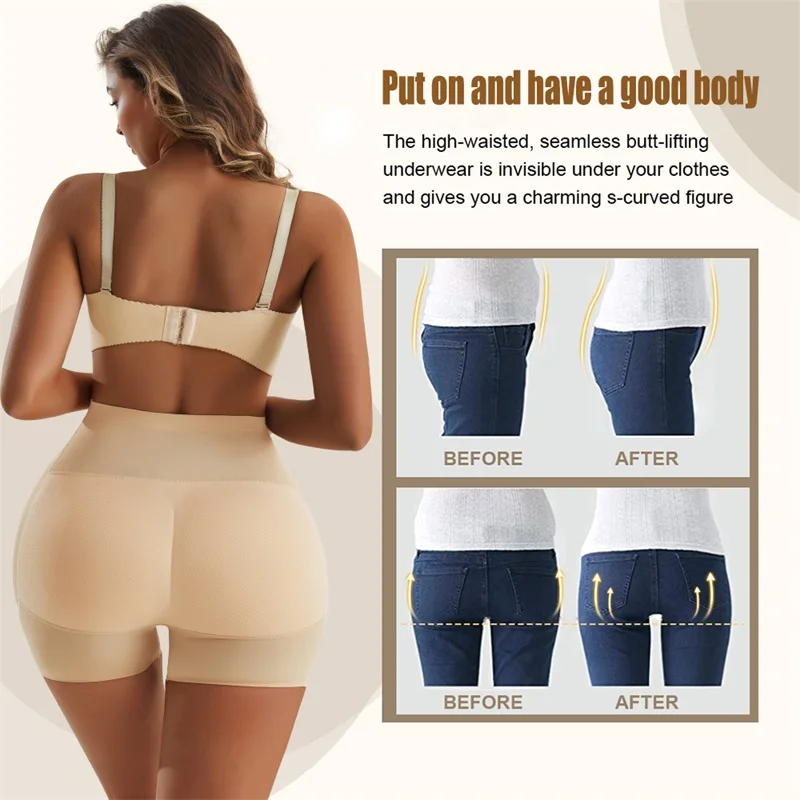 Custom Womens Slimming Plus Size Waist Trainer Shapewear Padded Panties Body Shaper With Butt and Hip Pads factory