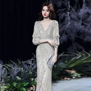 2025 New Women Elegant Evening Dresses Mermaid Evening Gown Long Sleeve Prom Dresses