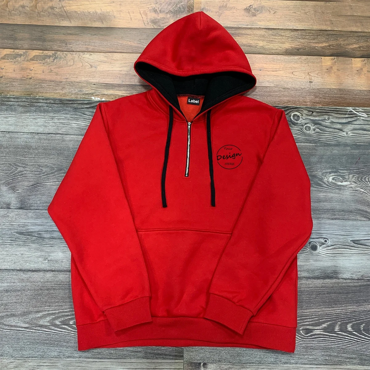 JL64A Oversized Fit Heavyweight 1/4 Quarter-Zip Pull On Pullover Hoodies Men’s Sweatshirt