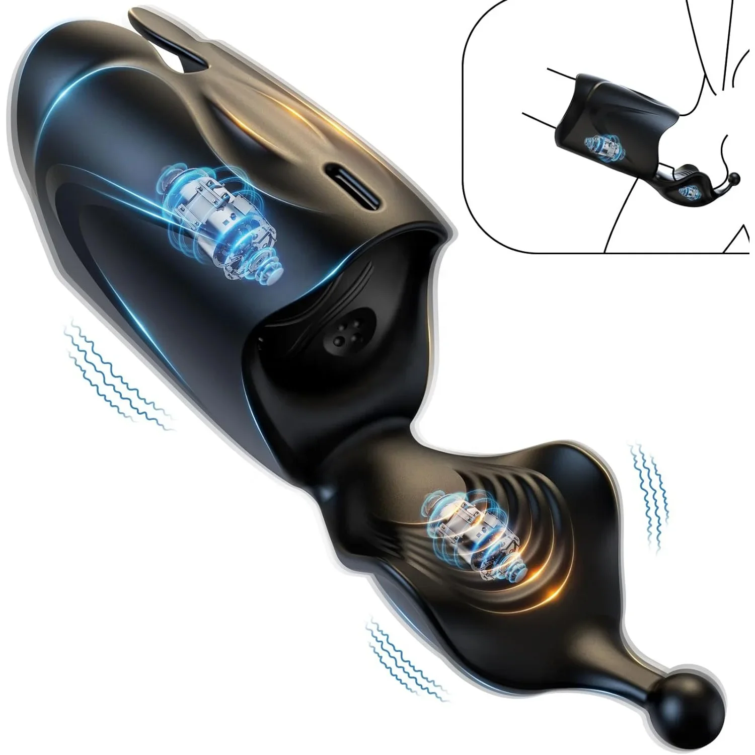 Automatic Double Action Male Masturbator 10-Mode Vibrating TPE Stroker Glans Penis Trainer Stimulator Sex Toy
