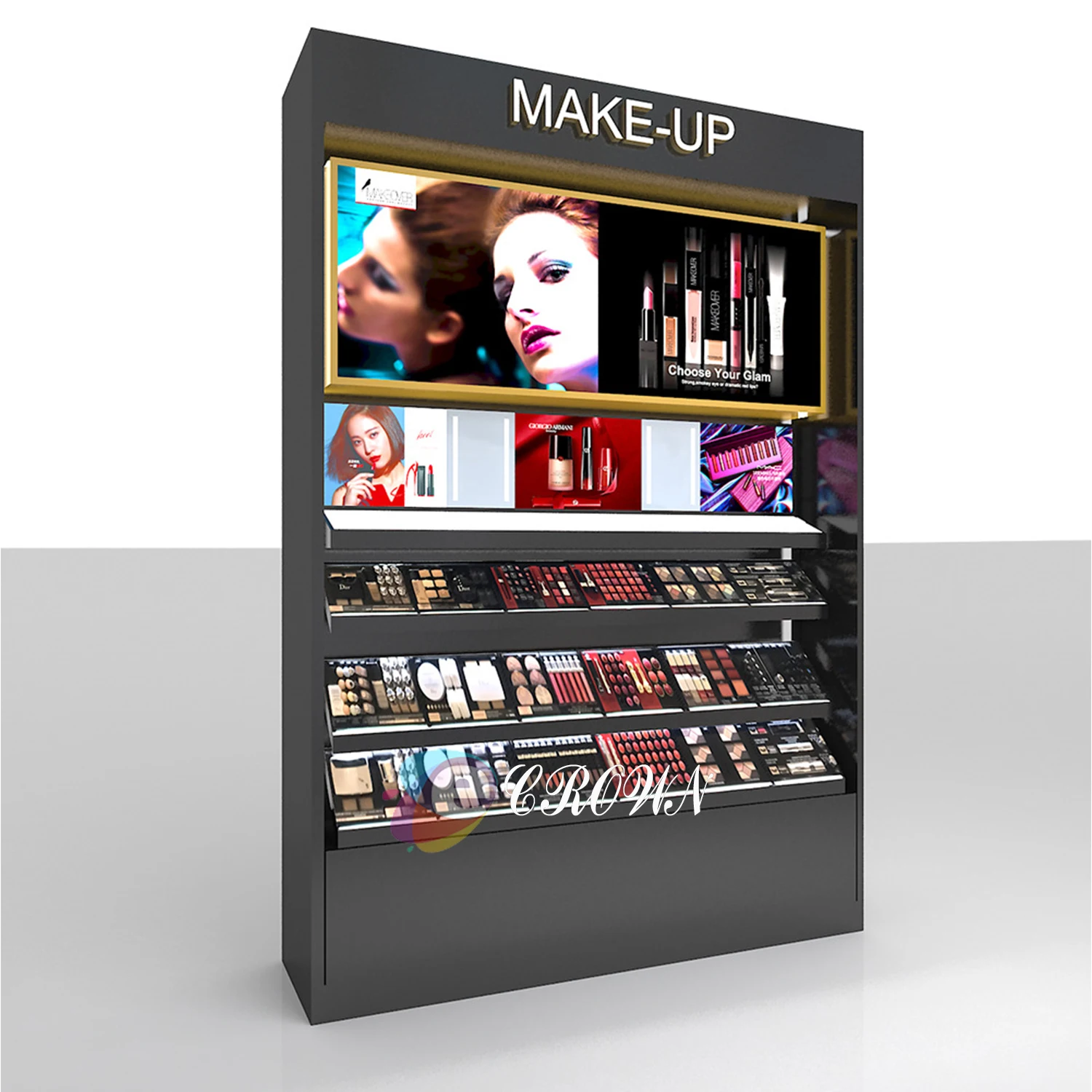 Wall Mounted Display Glass Cabinet For Make Up Kiosk,Display Counter ...