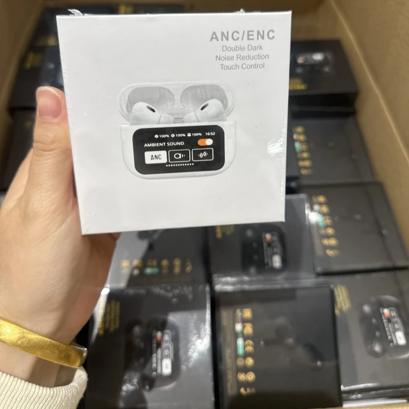 Led Display Wireless Headphone ENC ANC Noise Cancelling Tws Earbuds LCD Black A9Pro Head aperçu 4