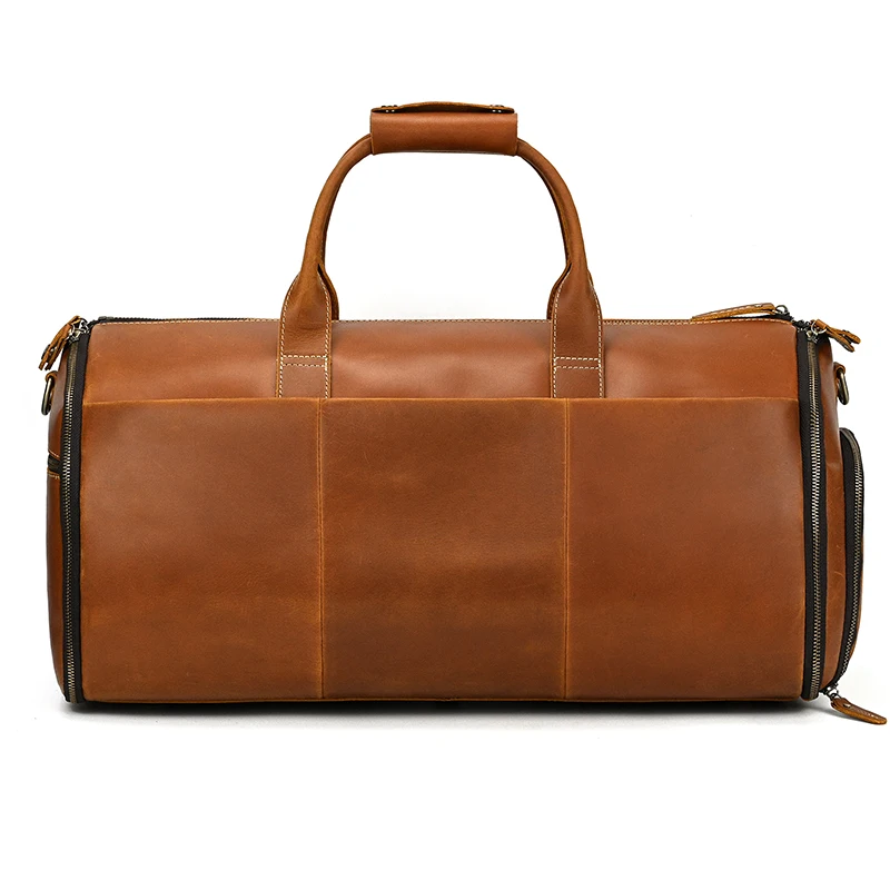 Genuine Leather Garment Bag Suit Bag Men Large Capacity Travel Bag Full Grain Cowhide Duffle