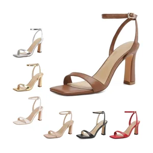 Women's Square Open Toe Chunky High Heels Ankle Strap Sandals Heeled Sandals for Prom Wedding Heels for Summer Outdoor Use