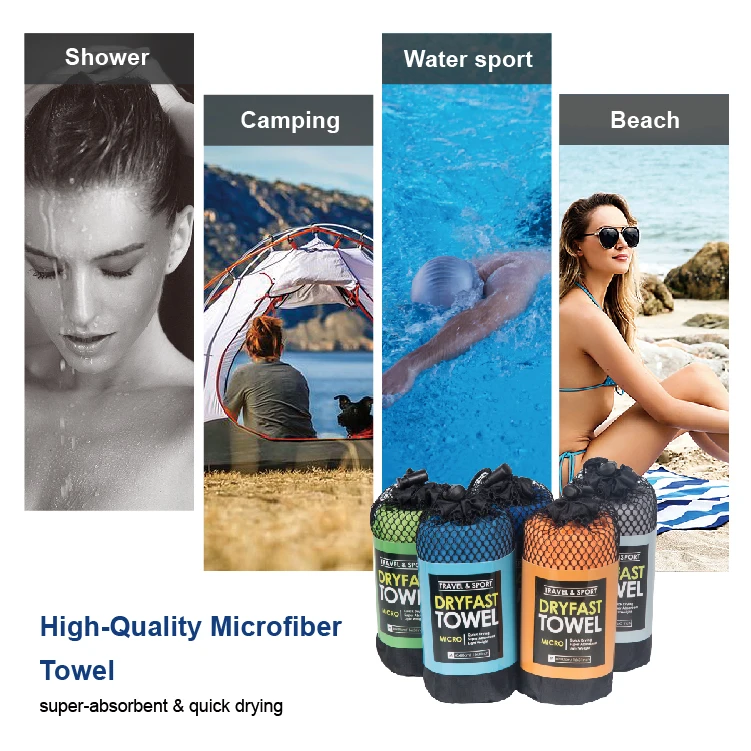 Serviettes Microfibre 3 PCS - Absorbantes Rapides Légères Pour Sport, Voyage, Plage