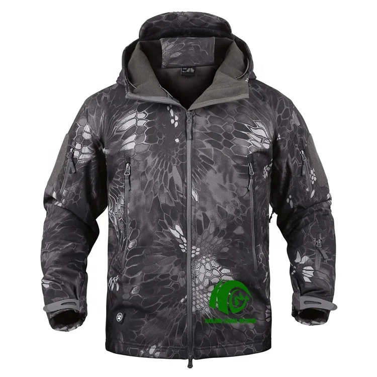 KANGO Factory Make Softshell Jacket for Men Outdoor Softshell Jacket Camouflage Ocp Softshell Jacket Stand Vintage Fleece Woven