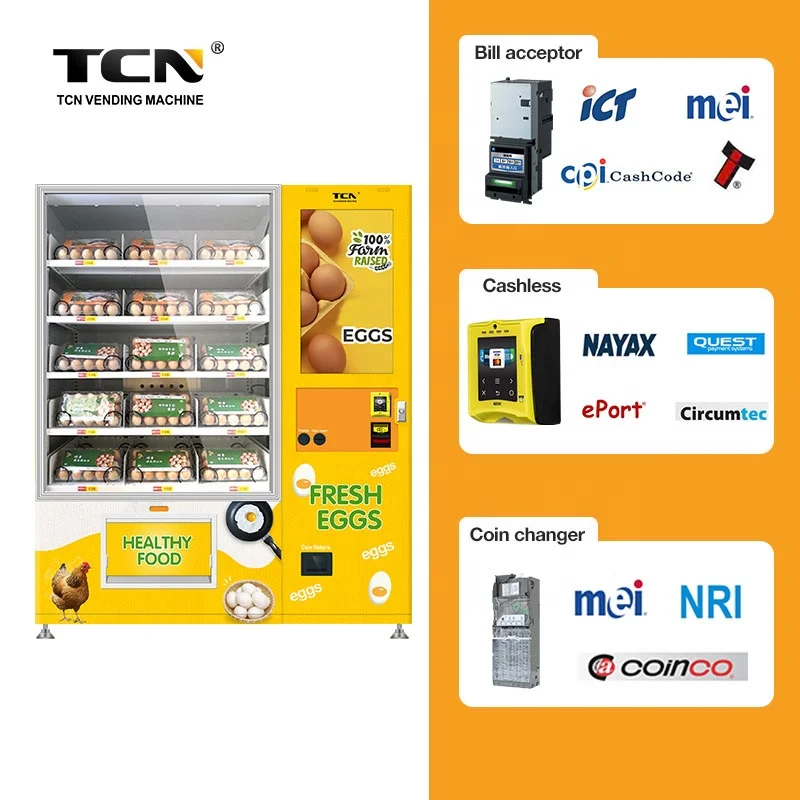 TCN Fresh Egg Vending Machines with Elevator Refrigerated Vending Machines for Eggs Farm Egg Vending Machine
