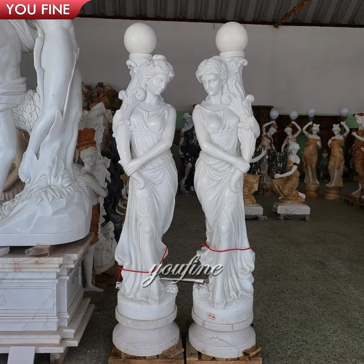 Garden Light Sculpture Life Size Marble Lady Statue With Lamp Buy