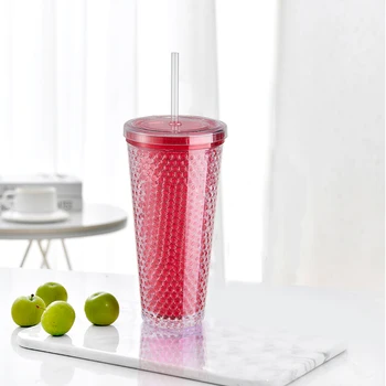 Pink Straws And Lids Glass Drinking Bottles-Premier Housewares