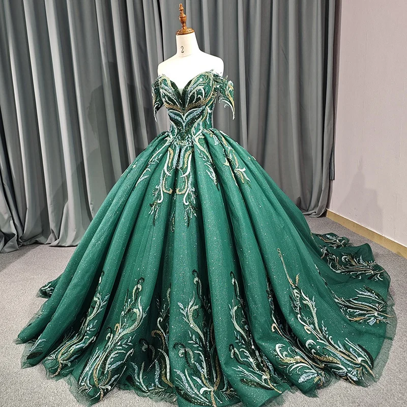 Jancember 6569 Luxury Green Beading Princess Ball Gown Quinceanera Dresses 15 Years Old Girls Jancember 6569 Luxury Green Beading Princess Ball Gown Quinceanera Dresses 15 Years Old Girls