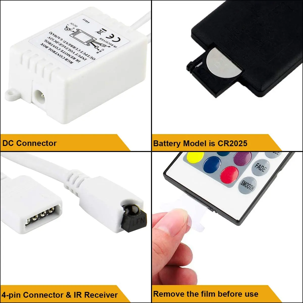 ESann DC12V 4Pin 24Keys RGB IR Remote Led Stair Light Strip Button Controller Output 3x2a for SMD 5050 2835 RGB Led Strip