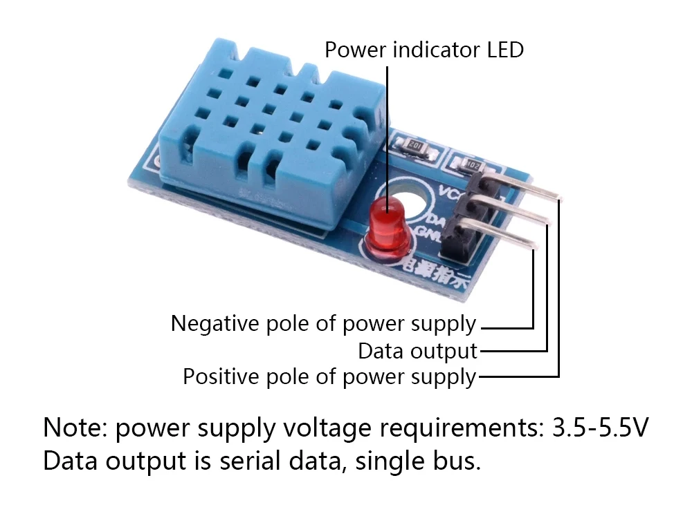 DHT11 Digital Temperature and Humidity Sensor Module with LED With ...