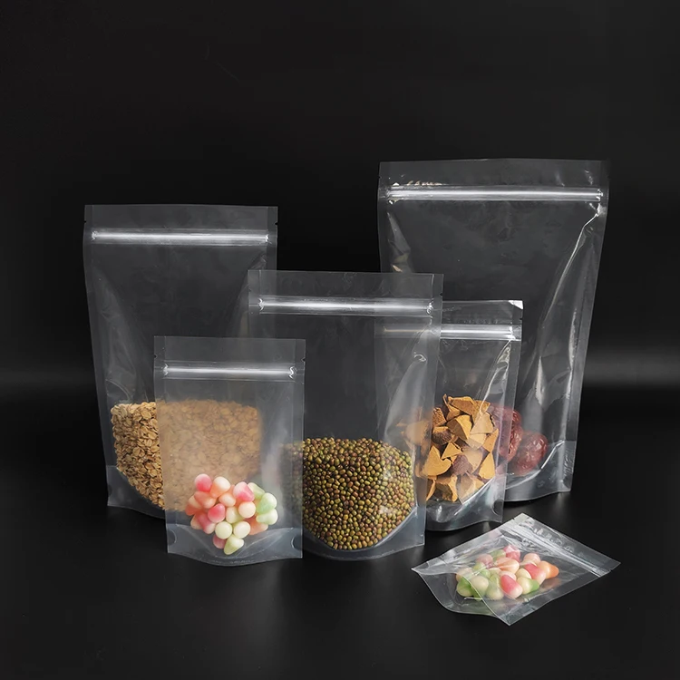 17x28cm Wholesale Dried Food Clear Stand up Pouches Food Grade 100g 250g  500g Transparent Doypack Packaging Bag