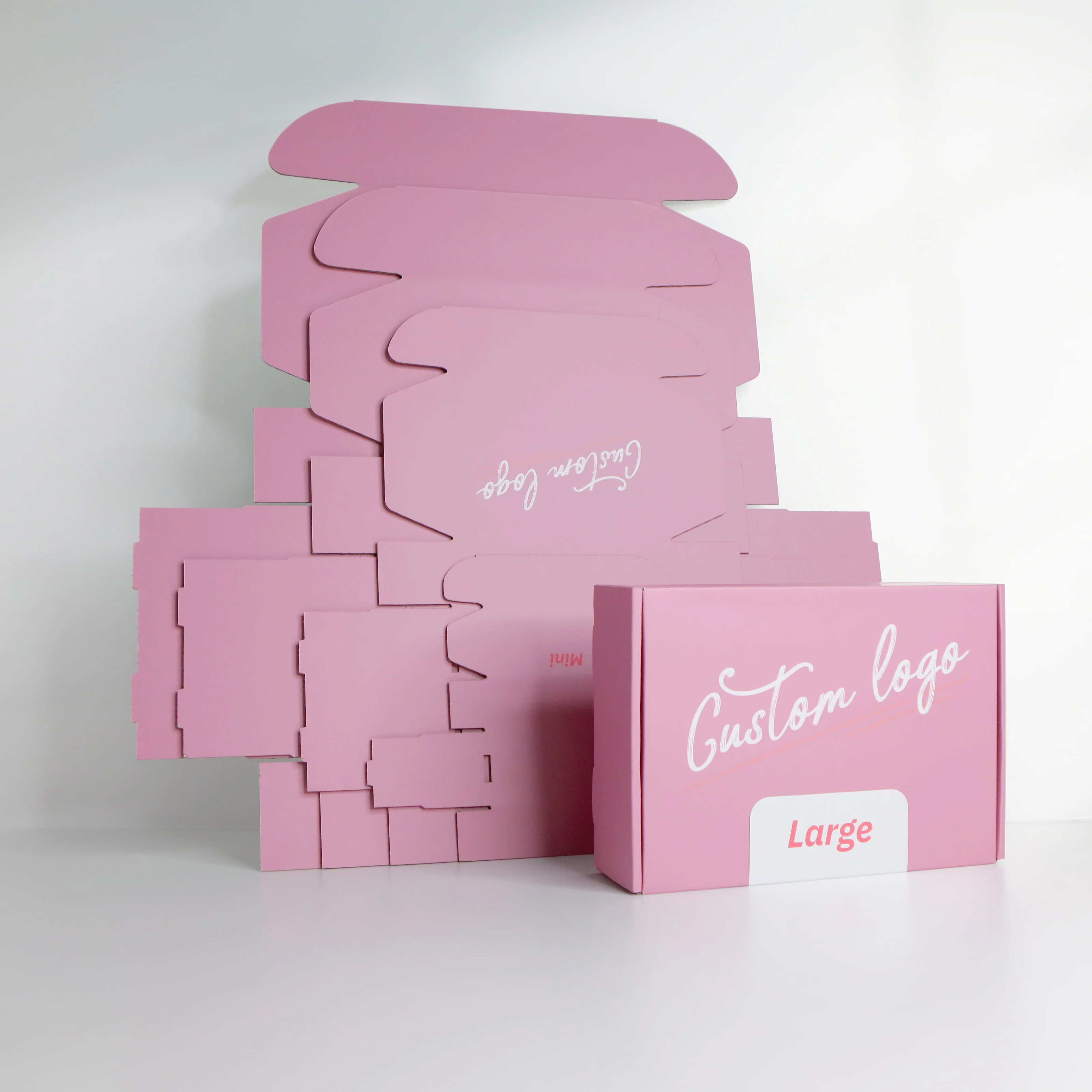 Customized Corrugated Pink  Box Cardboard Paper Mailer Shipping Packaging Box for Logistics