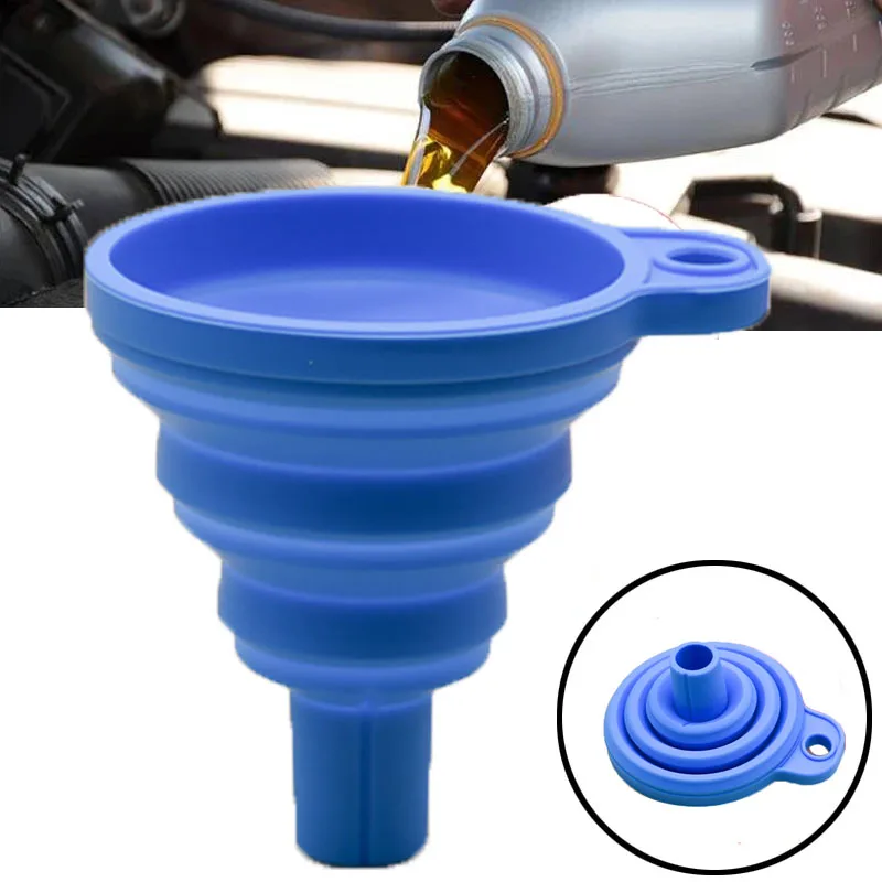 Universal Car Engine Funnel Portable Auto Silicone Liquid Funnel for Oil Petrol Washer Fluid Change Foldable Vehicle Tool