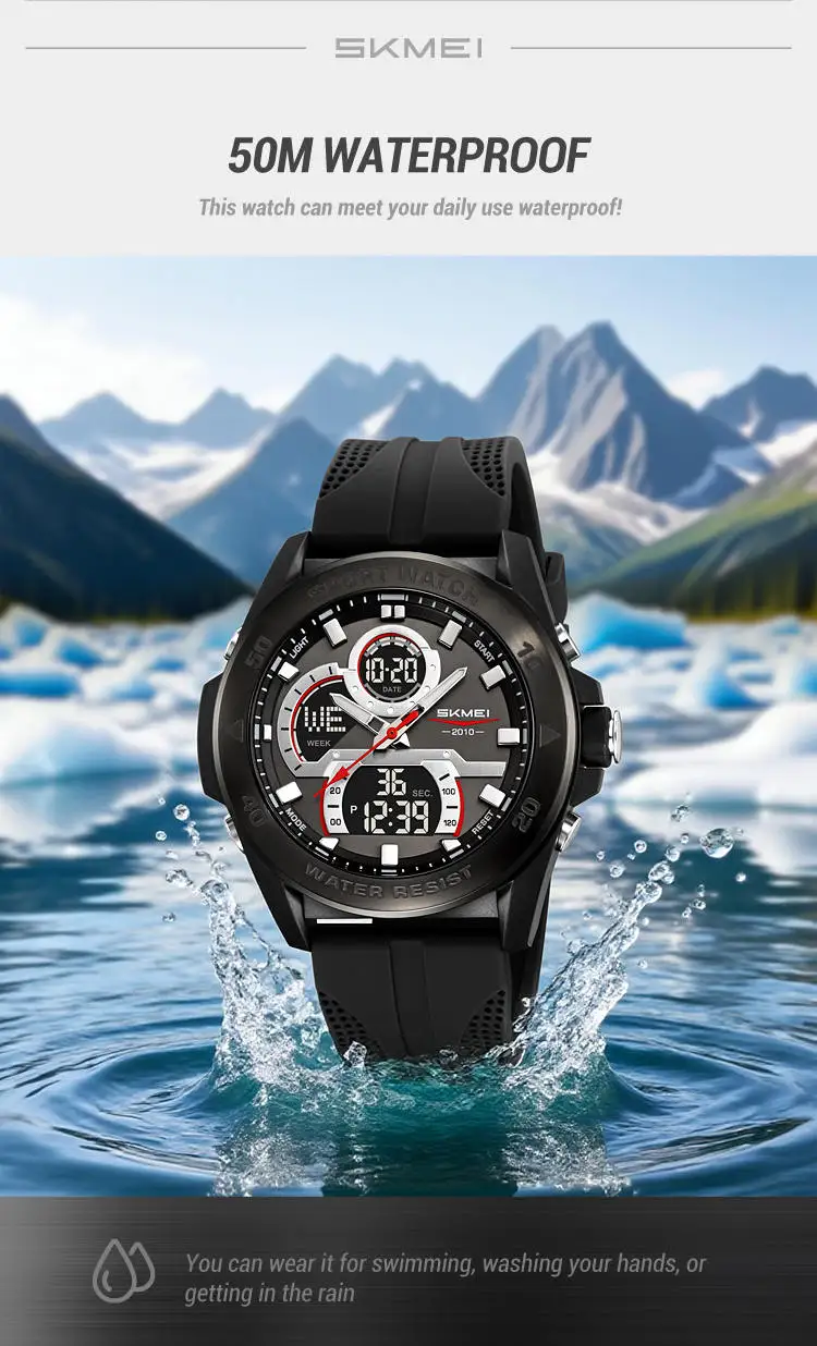 Skmei 2486 Top 10 Brands Hot Sell Man Digital Watch Stylish Silicone Band Waterproof Calender Chronograph Casual Watch Supplier