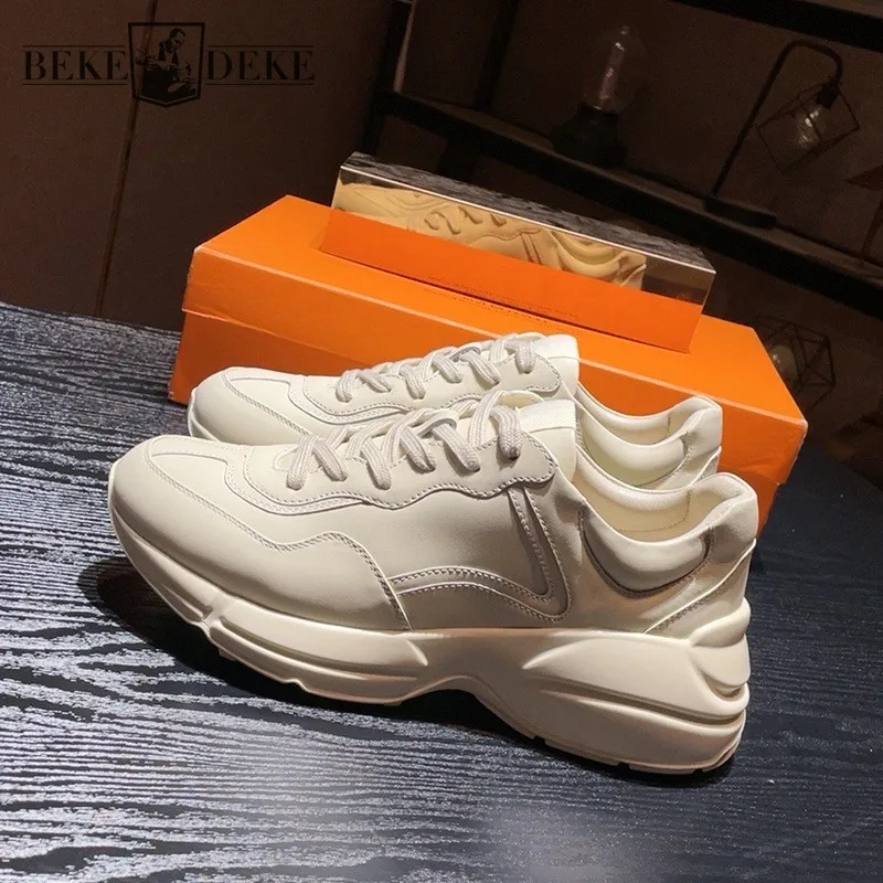 2026 Fashionable and Comfortable Hip Hop Round Toe Lace-up Men's Shoes Casual Harajuku Style Platform Height Increasing Shoes