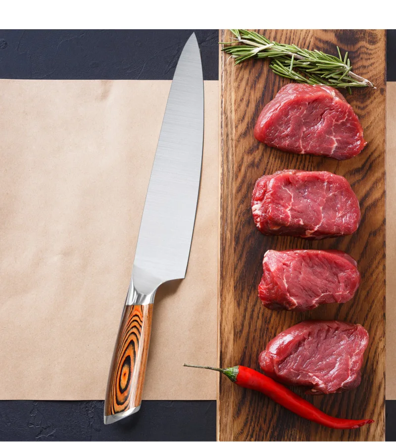 Yang Jiang 8" Chef Knife With Pakka Wood Handle Stainless Steel 5cr15