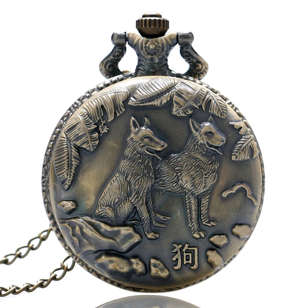 Orologi Da Tasca Per Gli Uomini, Orologio Da Tasca Al Quarzo Con Design Della Serie Zodiaco Cinese In Bronzo Antico, Regalo Con Ciondolo For Orologio - Foto 13