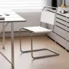Sedia cantilever bianca in pelle a sella acciaio inossidabile