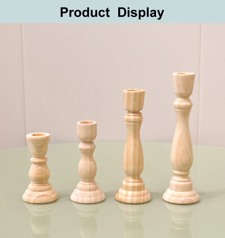 Smooth Pine Wood Wooden Candlestick Holders For Diy Arts,Farmhouse