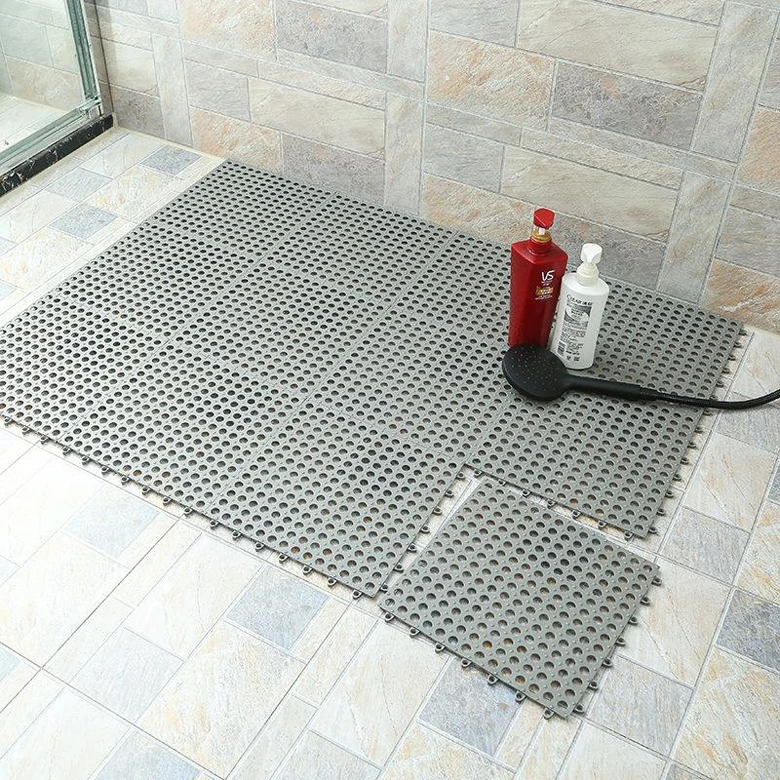 Customizable Size Splicing Bathroom Shower Mat with Suction Cup