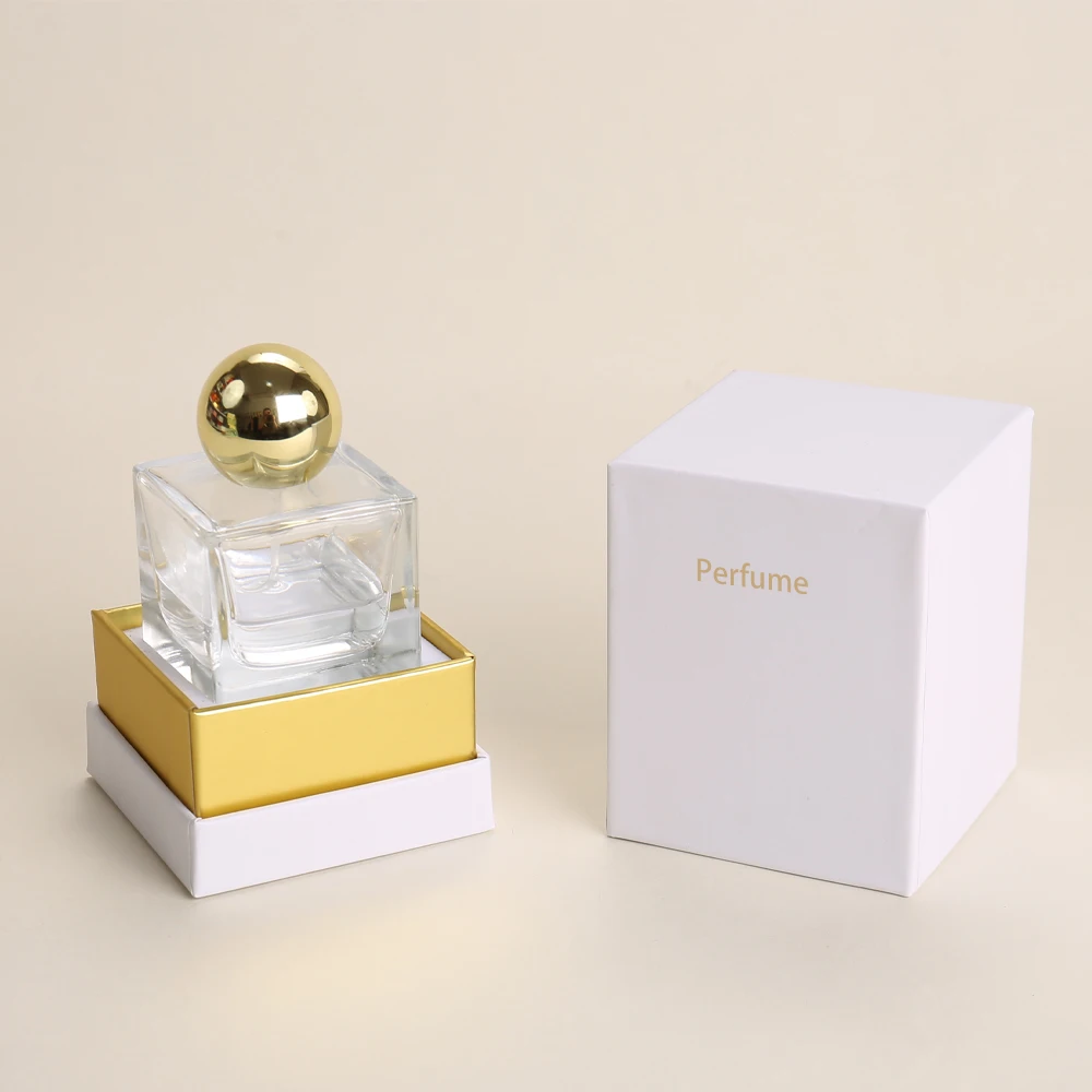 Flacon de Parfum de Luxe Personnalisé 50ml avec Boîte en Carton Rigide Impression de LOGO Base et Couvercle Raphe avec Doublure en Mousse