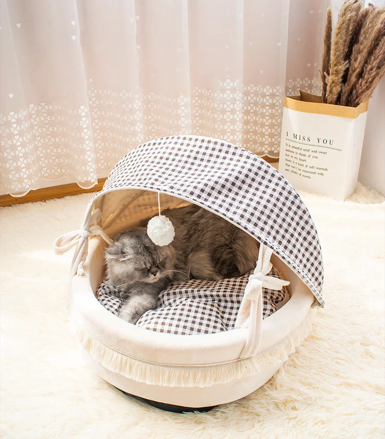 Custom design deep sleep soft cat bed plush fluffy pet bed