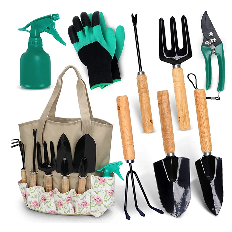 Wholesale High Quality Rose Pink Hand Gardening Garden Tool Set With Bag