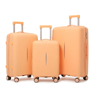 Luxury Unisex Lightweight PP Travel Suitcase Fixed Casters Built-In Lock Waterproof Eco-Friendly Polyester Lining Soft Handle