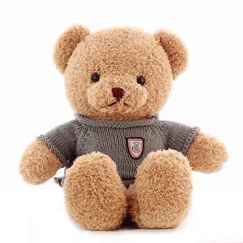 Fashion new brown white plush teddy Bear toy large wear T-shirt bear custom 100% cotton stuffed soft teddy bear for children