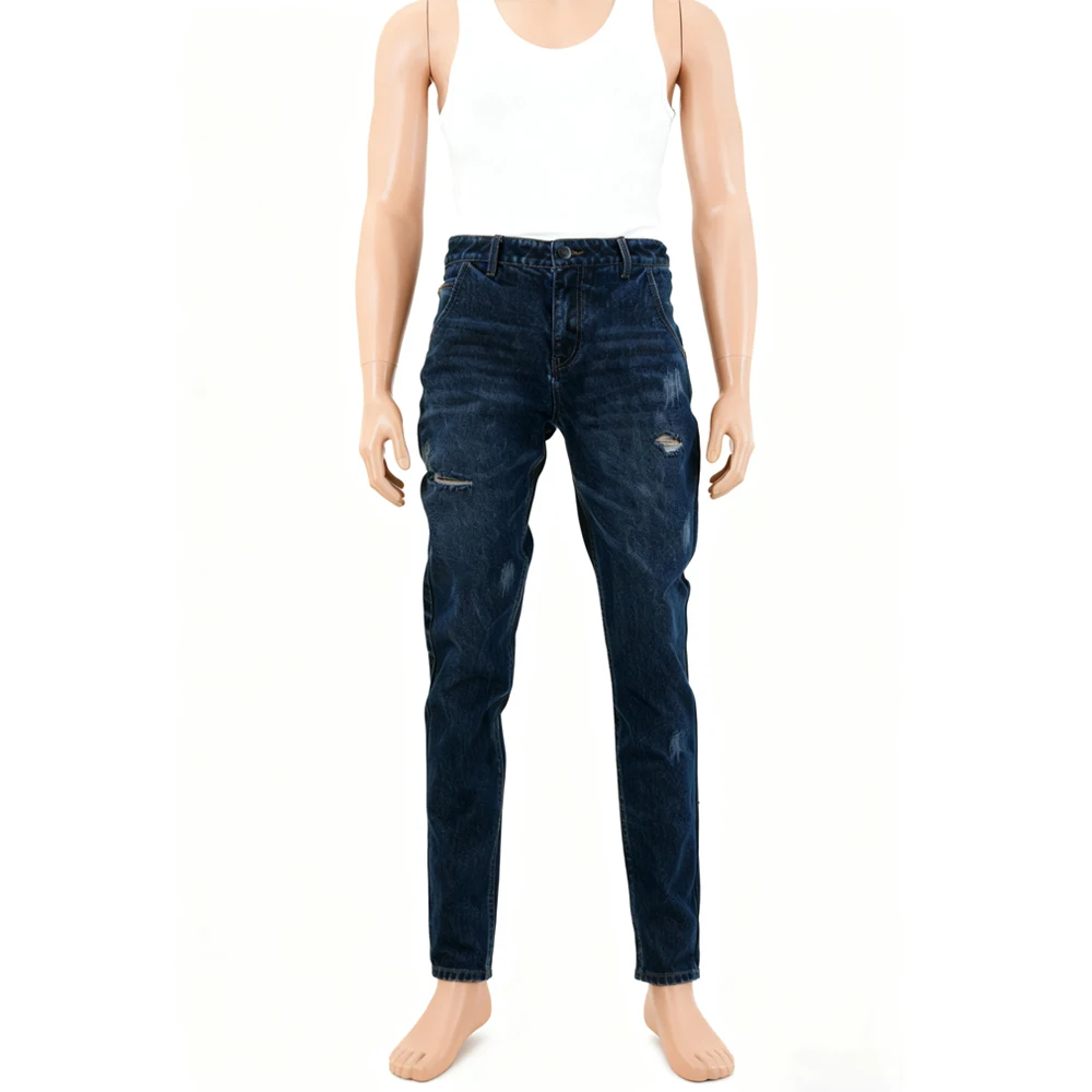 Mens Jeans Slim Fit Business Formal Wear Ripped Basic Denim Jeans Men Pants Fashion Jens Pant Fleece-lined Jeans