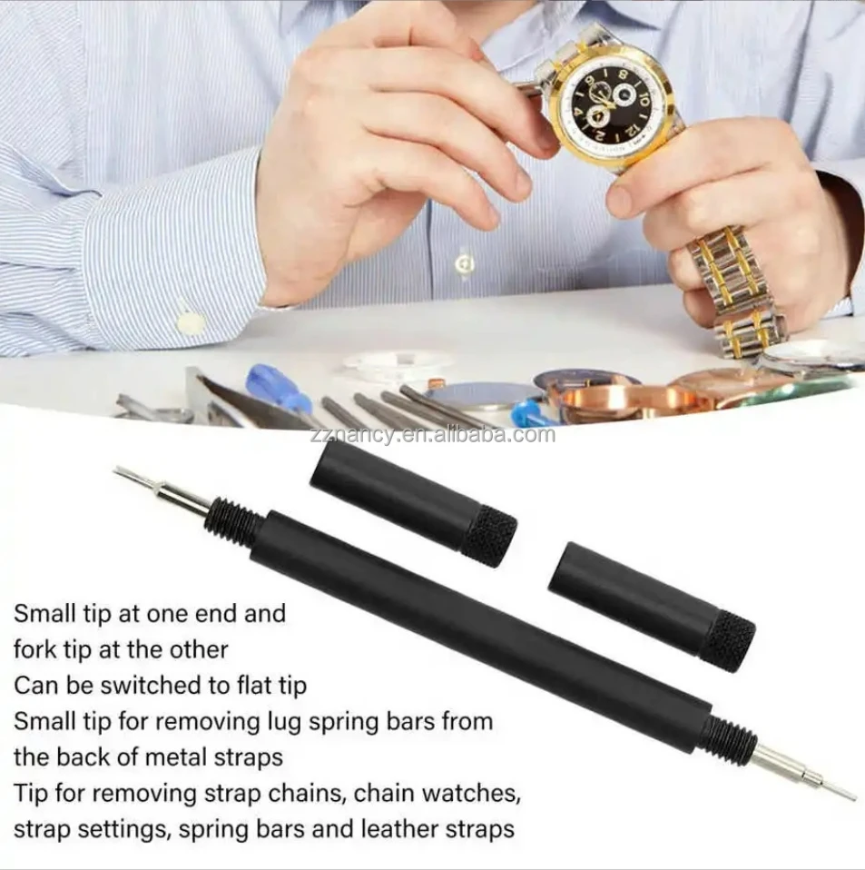 Watchmaker Spring 2025 Black Stainless Spring Bar Tool with Cover Watch Repair Tool Kit ...