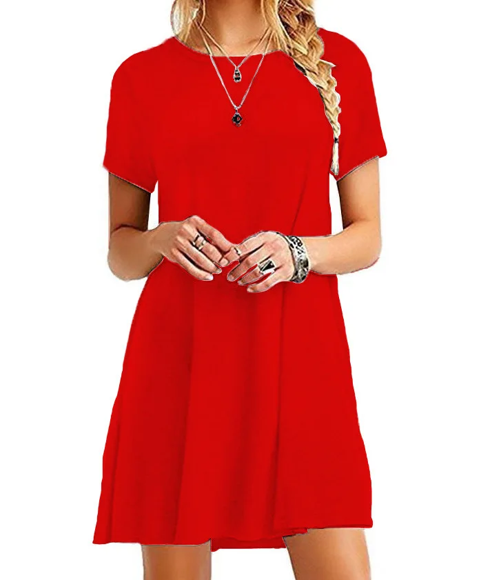 Latest Women Summer Short Sleeve Dresses Fashion Women's Solid Color Clothing Girls Dail aperçu 9