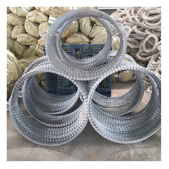 Hot dip galvanized barbed wire mesh nnti climb metal razor blade barb wire fence roll for construction and prison