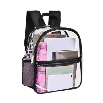 Custom Wholesale Waterproof Transparent PVC Bookbag Seethrough School Bag Travel Vinyl Clear