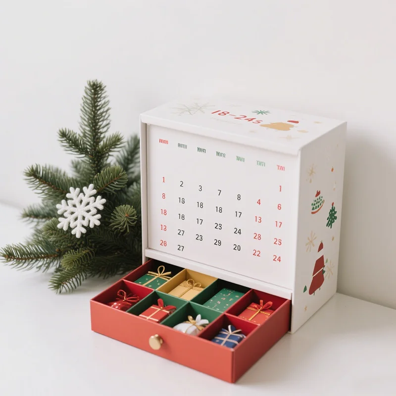 Luxury Christmas advent calendar with 24 numbered compartments