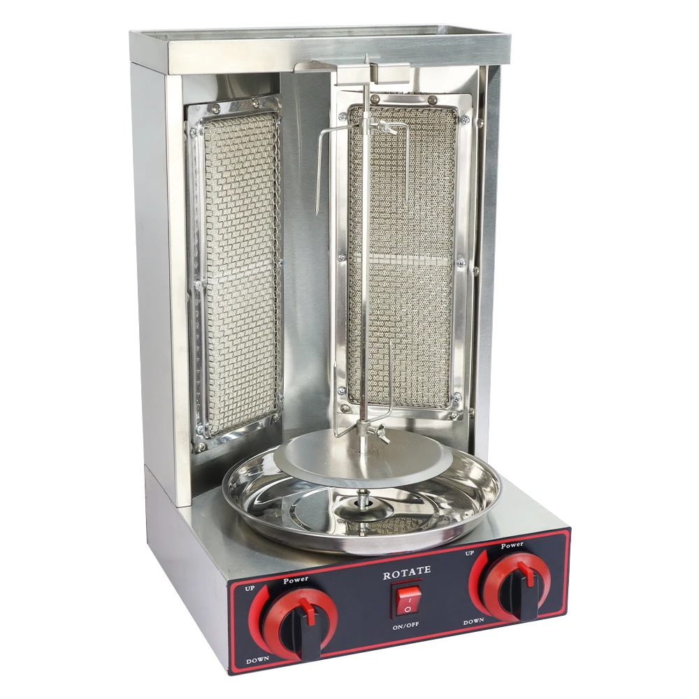 Professional Shawarma Gas Grill Rotary Heating  Machine Gas 2 Burners Doner Kebab Machine With High Quality details