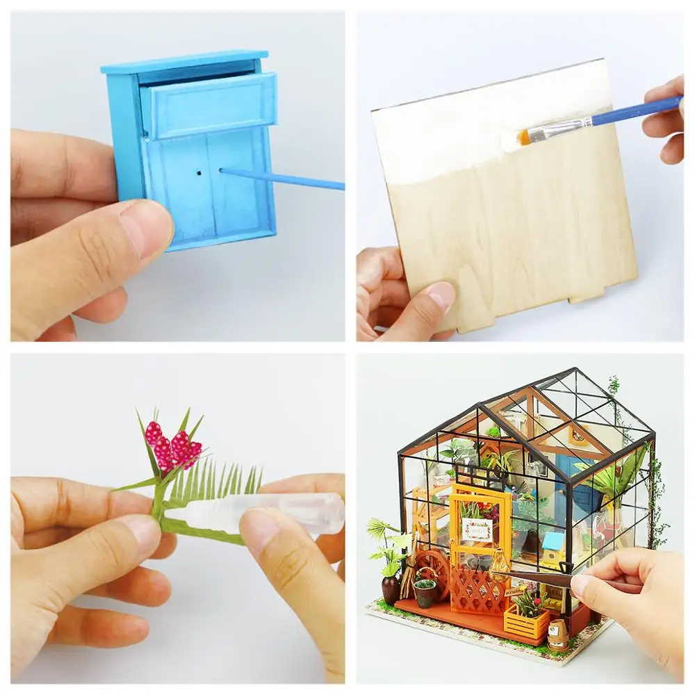 Robotime Rolife US Warehouse 3D Wooden Puzzles DG104 Assembled Toys Gift Set DIY Miniature House Kit