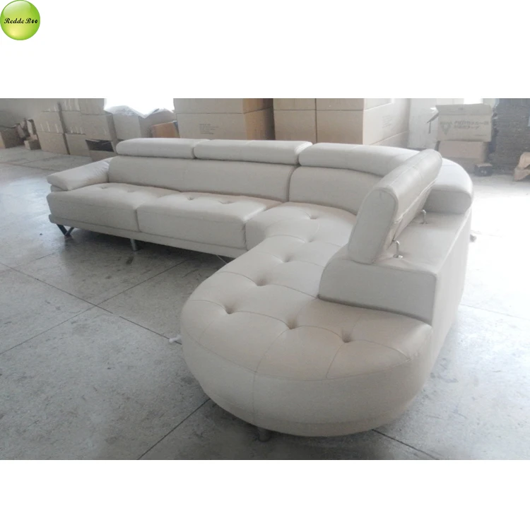 Factory Wholesale Living Room Furniture Modern Leather Curve L-Shape Corner  Sofa Set For Villa Apartment Sectional Couch 8331
