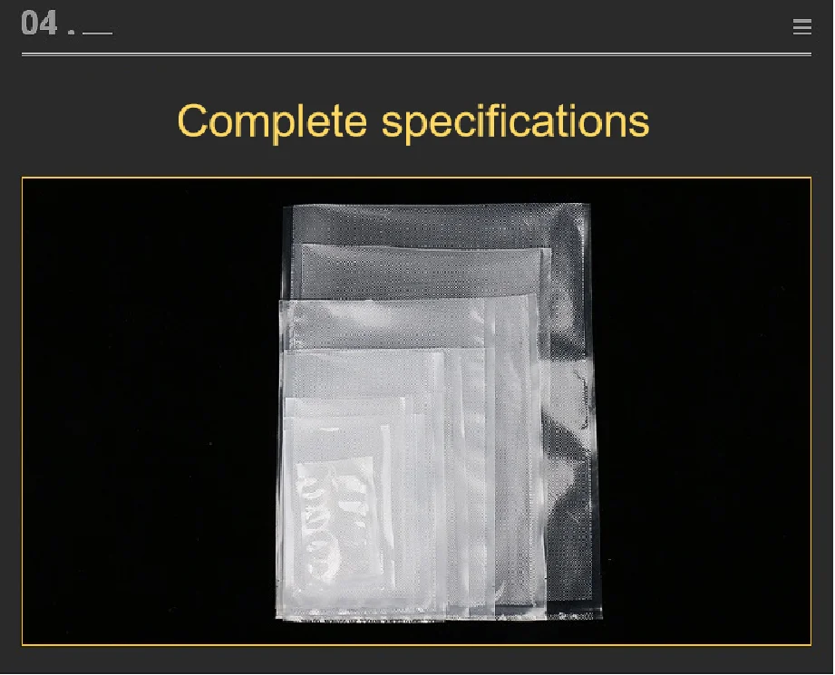 Pattern Vacuum Bag for Household Cooked Food Preservation, sealed Plastic Compressed Food Grade Packaging Bag