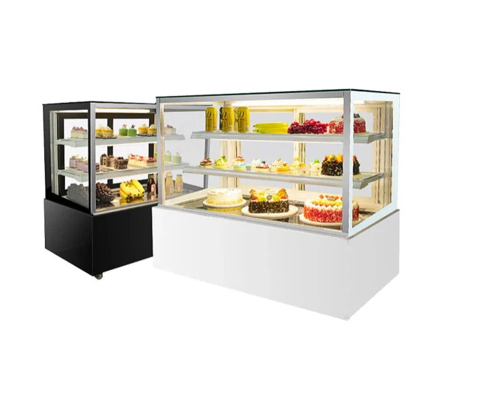 Cake Cold Showcase Cooler Marble Based Cake Display Cabinet Glass Door Fridge for Bakery Shop