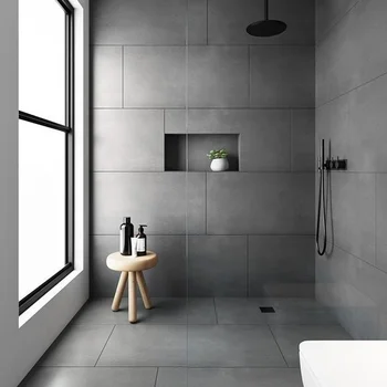 600x600 Mm Rough Antique Dark Grey Rustic Porcelain Polished Glazed Floor Bathroom Tiles