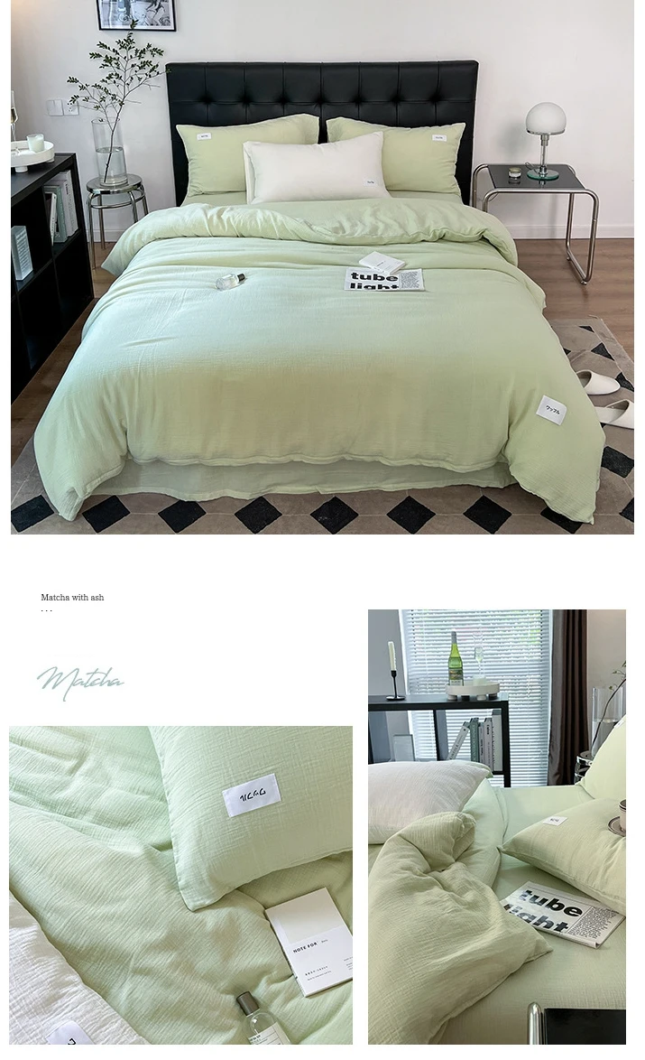 Manufacturer Super Soft Muslin Duvet Cover Set Muslin Bedding Set Fitted Bedsheet Set Muslin Bed