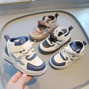 2026 Spring Autumn Casual Sports Sneakers for Boys Girls High-Top Mesh Upper Soft Sole Baby Shoes Slip-On Closure White Fashion
