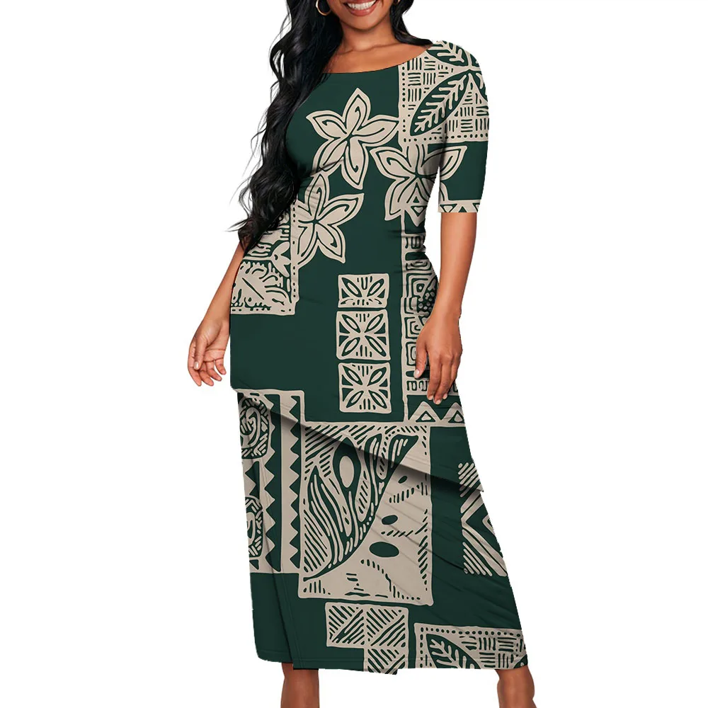 2024 New Arrival Custom Polynesian Tribal Design Samoan Puletasi Set ...