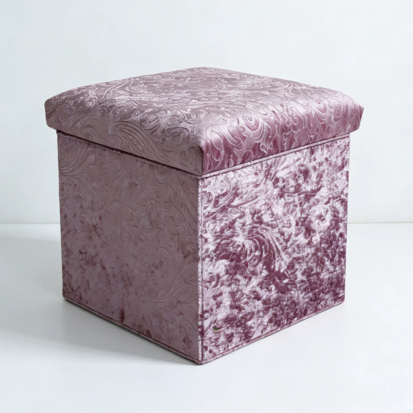 Luxury Modern Cube Velvet Wood Folding Storage Ottoman with Customized Logo  Convertible Storage Sex Toy Box for Bedroom Use