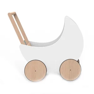 Montessori Wooden Shopping Cart Baby Stroller Simulation Play House Educational Learning Toys for Kids Toddler Boys & Girls