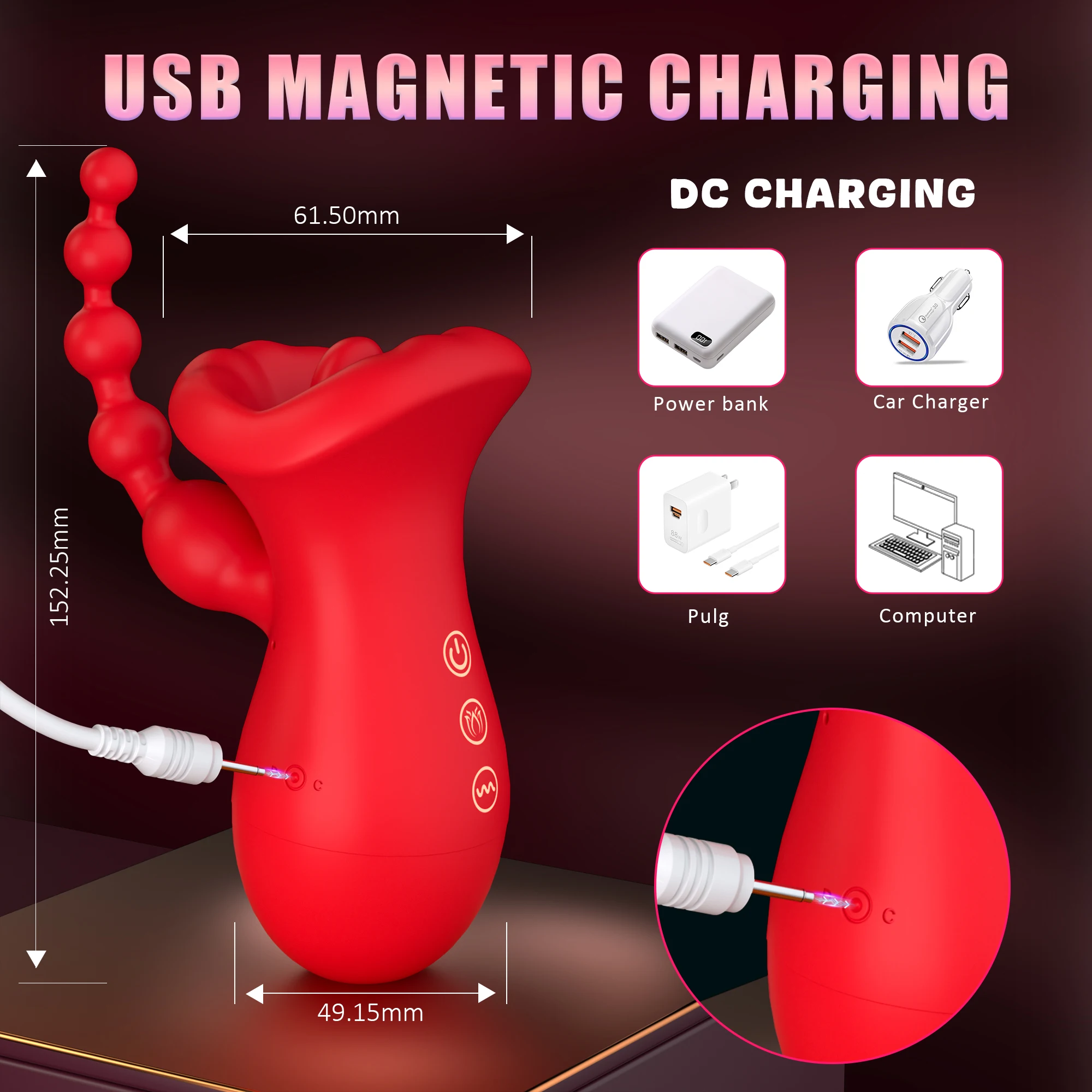 Vibratore 2 in 1 all'ingrosso per succhiare il clitoride con perline anali, giocattolo sessuale per la masturbazione femminile e il piacere della lingua_voghion.com